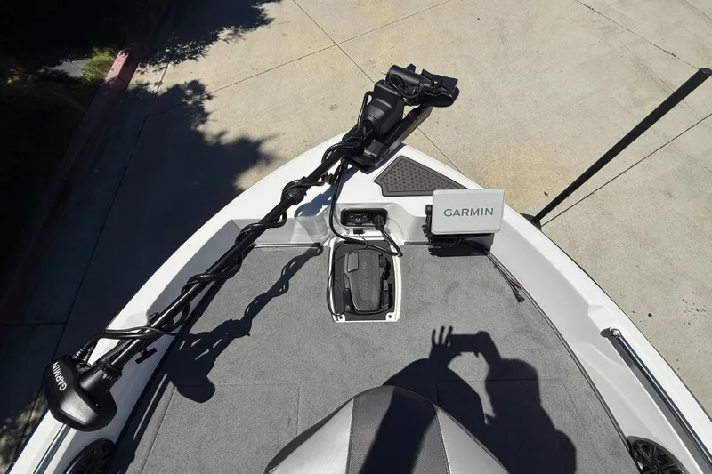 Slide: The Image of Bow view of 2026 Nitro ZV19 Sport Pro with Garmin equipment and trolling motor. - 14