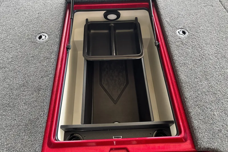 Slide: The Image of Storage compartment of 2026 Nitro Z20 XL boat, featuring a sleek red and gray design. - 23