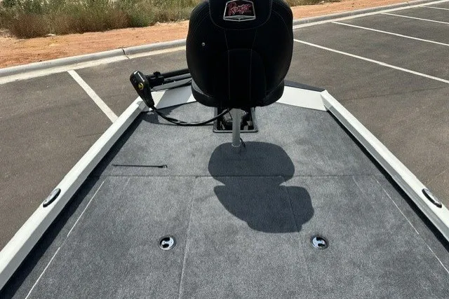 Slide: The Image of 2026 Ranger RT188 boat deck with seat in a parking lot. - 13