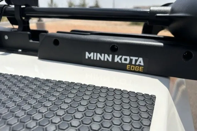 Slide: The Image of Minn Kota Edge trolling motor on 2026 Ranger RT188 boat, featuring textured deck surface. - 12