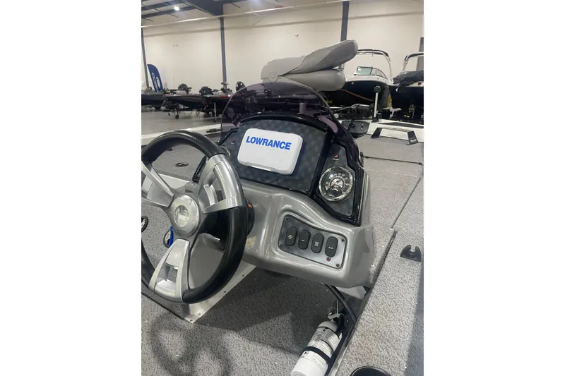 Slide: The Image of 2022 G3 Sportsman 1710 Vinyl boat dashboard with Lowrance electronics. - 6