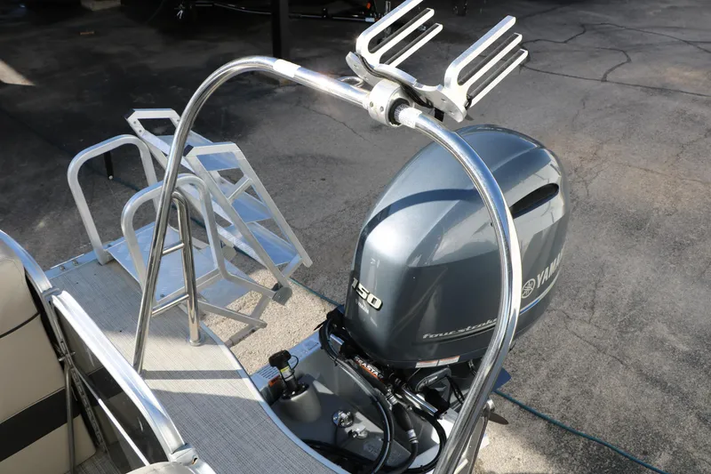 Slide: The Image of 2023 Sylvan Mirage X X3 Party Fish boat with Yamaha outboard motor and swim ladder. - 21