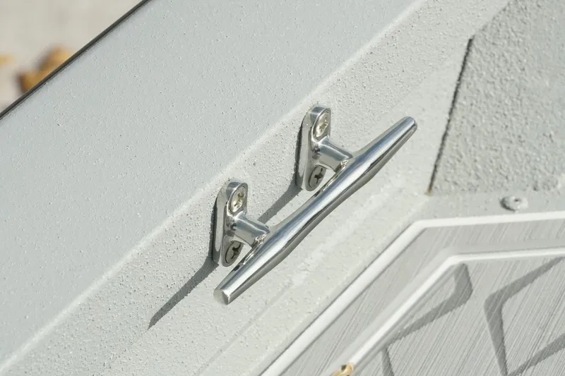 Slide: The Image of Stainless steel cleat on 2026 G3 Bay 19 GX boat deck. - 27