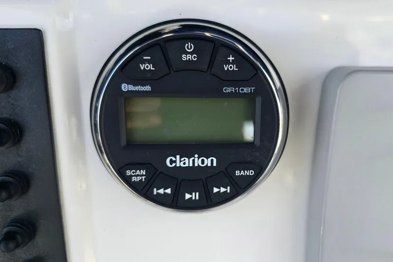 Slide: The Image of Clarion GR10BT Bluetooth stereo on 2015 Robalo R200 Center Console boat. - 16