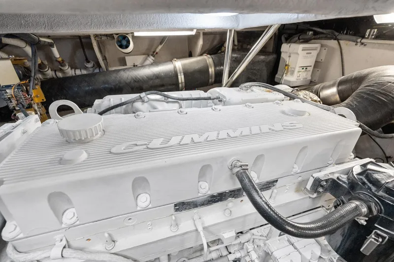Slide: The Image of Luxurious twin cabin interior of 2006 Sunseeker 75 Yacht with elegant bedding. - 80