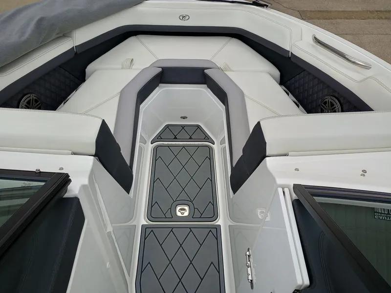 Slide: The Image of 2022 Cobalt R4 boat interior with sleek seating and modern design. - 5