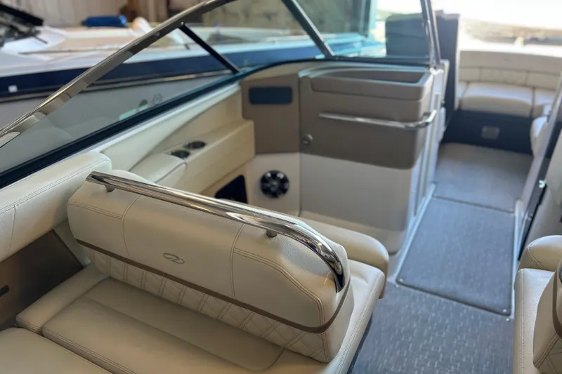 Slide: The Image of 2019 Regal 2800 Bowrider interior with beige seating and modern design. - 32