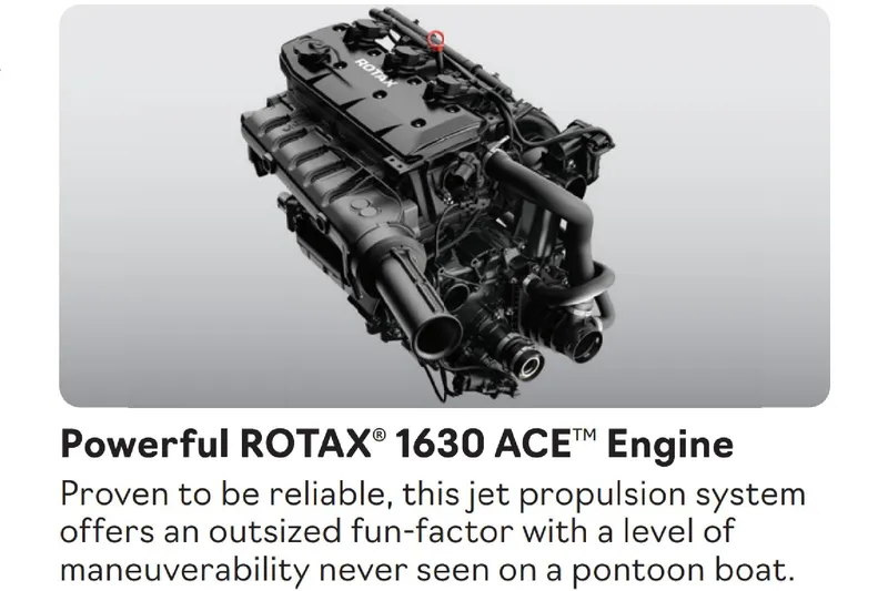 Slide: The Image of Powerful ROTAX 1630 ACE engine for 2025 Sea-Doo Switch Cruise 21 pontoon boat. - 5