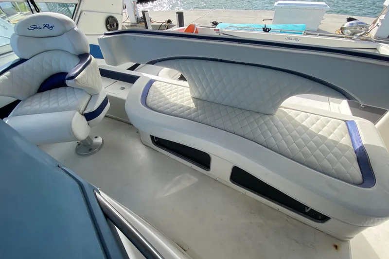 Slide: The Image of Luxurious interior seating of 1990 Sea Ray 420 Sundancer yacht. - 32