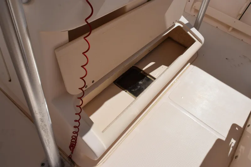 Slide: The Image of 2010 Grady-White Fisherman 209 boat interior with storage compartment and safety cord. - 21