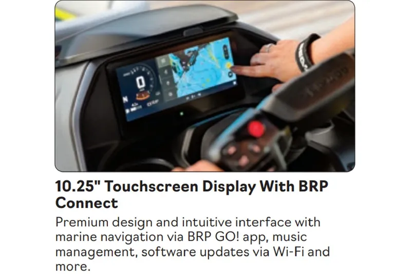 Slide: The Image of 10.25" touchscreen on 2025 Sea-Doo Switch Cruise Limited 21 with BRP Connect features. - 12
