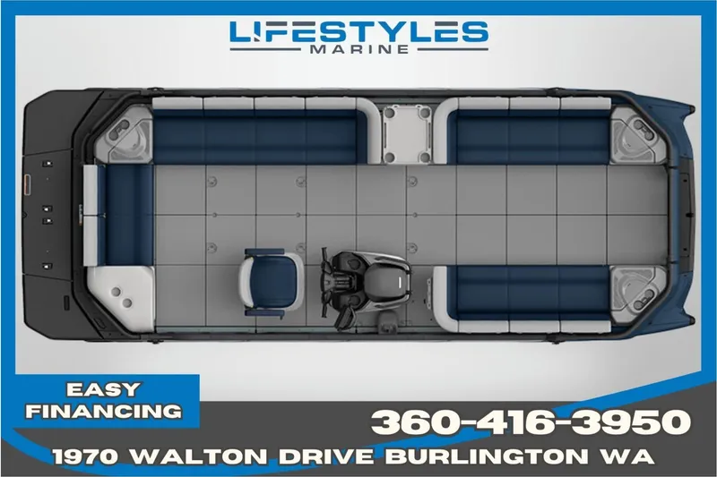 Slide: The Image of 2025 Sea-Doo Switch Cruise Limited 21 pontoon boat, top view, Lifestyles Marine, Burlington WA. - 3