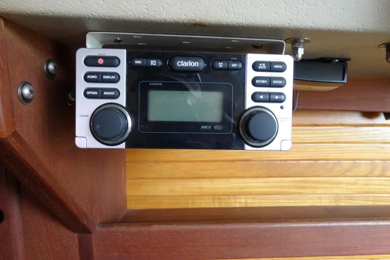 Slide: The Image of Clarion CMD6 stereo system in 1988 Catalina MKll boat interior. - 22