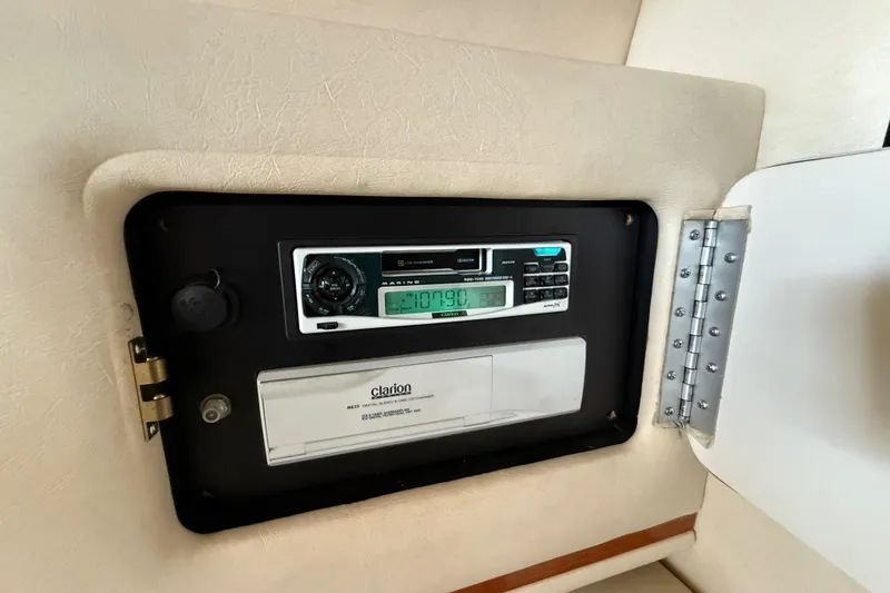 Slide: The Image of Marine stereo system in a 2000 Sea Ray 270 Sundancer boat cabin. - 22