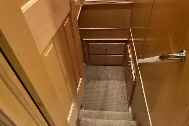 Slide: The Image of Staircase in 2008 Fantasy Houseboat with wooden walls and carpeted steps. - 15