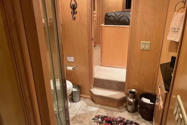 Slide: The Image of Luxurious 2008 Fantasy houseboat bathroom with wooden interior and modern amenities. - 21