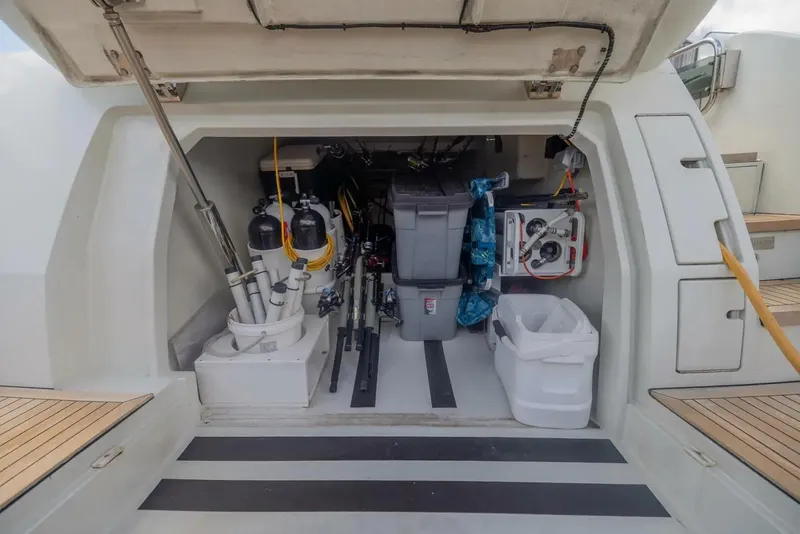 Slide: The Image of Storage compartment of a 2008 Azimut 62S yacht with fishing gear and equipment. - 40