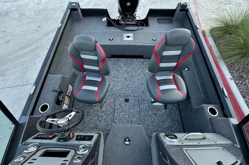 Slide: The Image of 2026 Ranger VS1682SC Angler boat interior with two seats and steering console. - 13