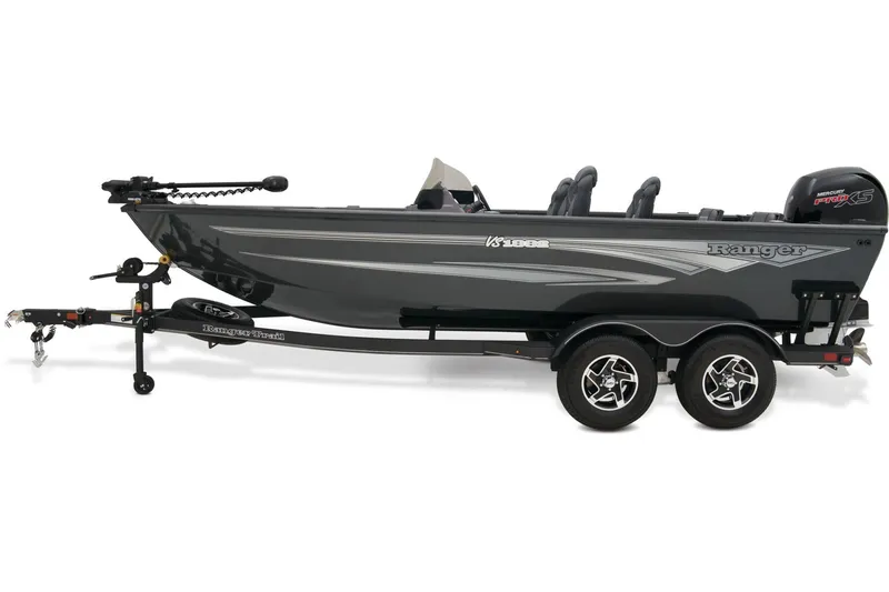 Slide: The Image of 2026 Ranger VS1882SC Reata boat interior with seating and console view. - 4