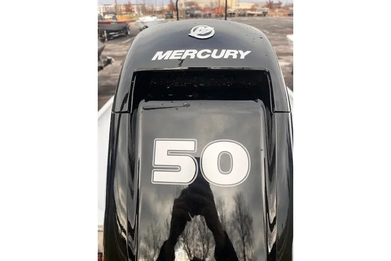 Slide: The Image of Mercury 50 horsepower engine on 2026 Tracker Bass Tracker Classic CC boat. - 50