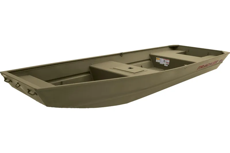 Slide: The Image of 2026 Tracker Grizzly 15 Jon boat, spacious interior, parked outdoors. - 3