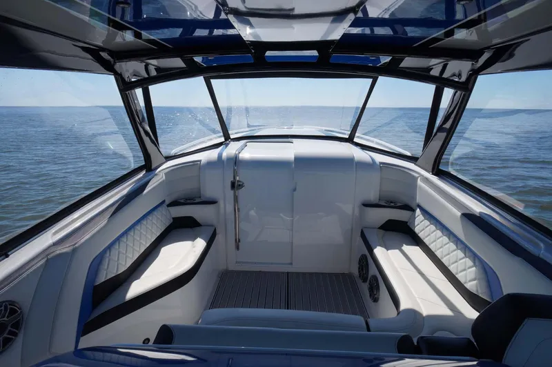 Slide: The Image of Luxurious 2020 Concept 44' Cuddy Cabin boat interior with ocean view. - 20