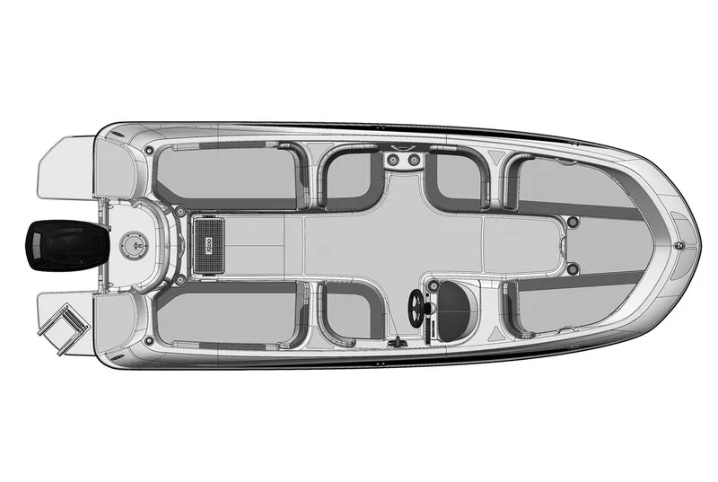 Slide: The Image of 2016 Bayliner Element XL boat rear view with ladder and trailer. - 7