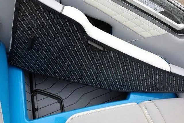 Slide: The Image of Interior of 2022 Nautique Super Air Nautique S23 boat, featuring sleek seating and stylish design. - 22