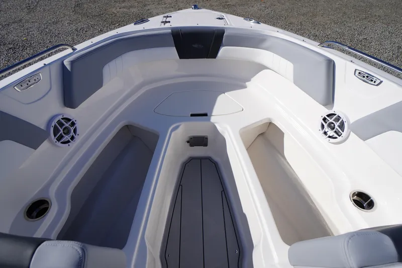 Slide: The Image of 2026 Chaparral 23 SSi OB boat interior with spacious seating and modern design. - 12