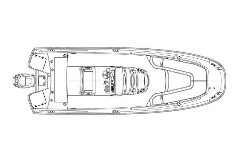 Slide: The Image of Manufacturer Provided Image: Top view schematic of 2020 Boston Whaler 240 Dauntless boat layout. - 22