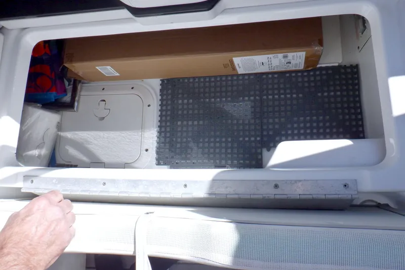 Slide: The Image of 2015 Formula 350 Crossover Bowrider interior seating with sleek white upholstery. - 12