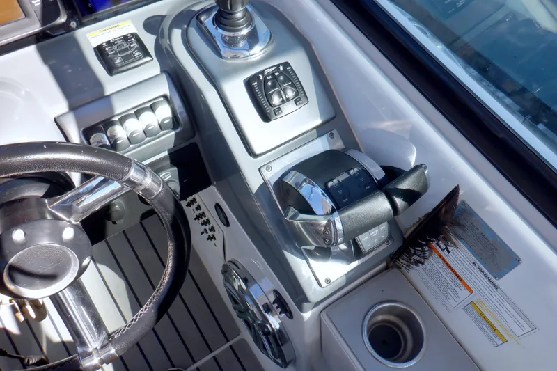 Slide: The Image of 2015 Formula 350 Crossover Bowrider dashboard with navigation and control systems. - 23