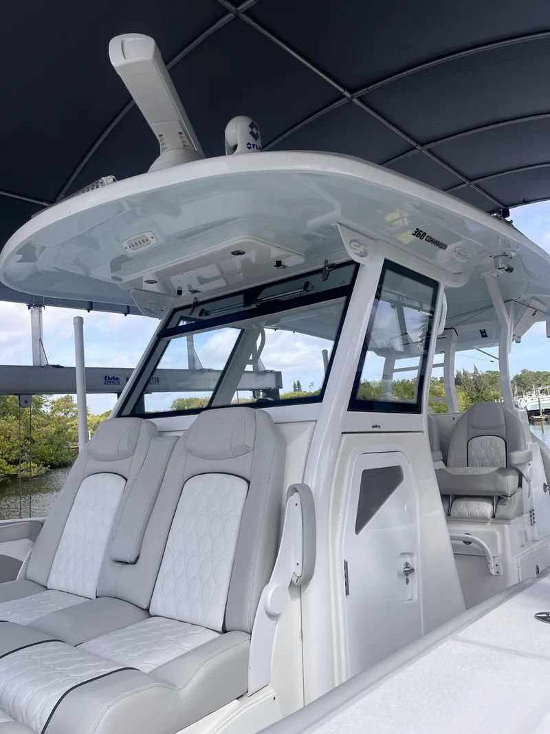 Slide: The Image of 2021 Sea Fox 368 Commander boat with sleek design and comfortable seating. - 29