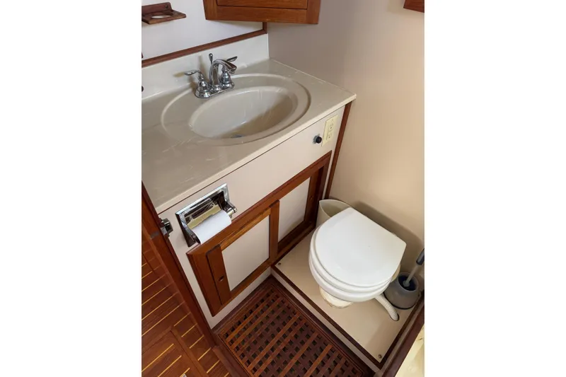 Slide: The Image of Bathroom interior of 2001 Monk Trawler with sink and toilet. - 91