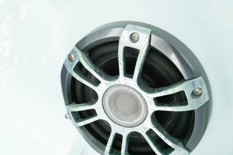 Slide: The Image of Close-up of a speaker on a 2019 Sea Pro 259 Center Console boat. - 53