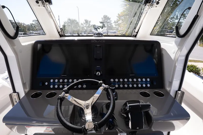 Slide: The Image of Cockpit of 2026 Solace 37 Pilot boat with advanced navigation controls. - 25