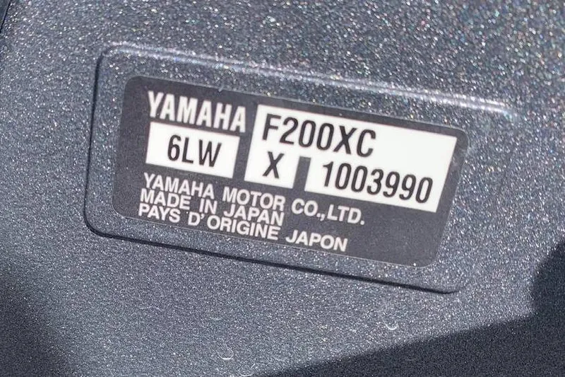 Slide: The Image of Label on Yamaha F200XC engine, made in Japan, for 2024 Sea Fox 231 Bay Fox. - 26