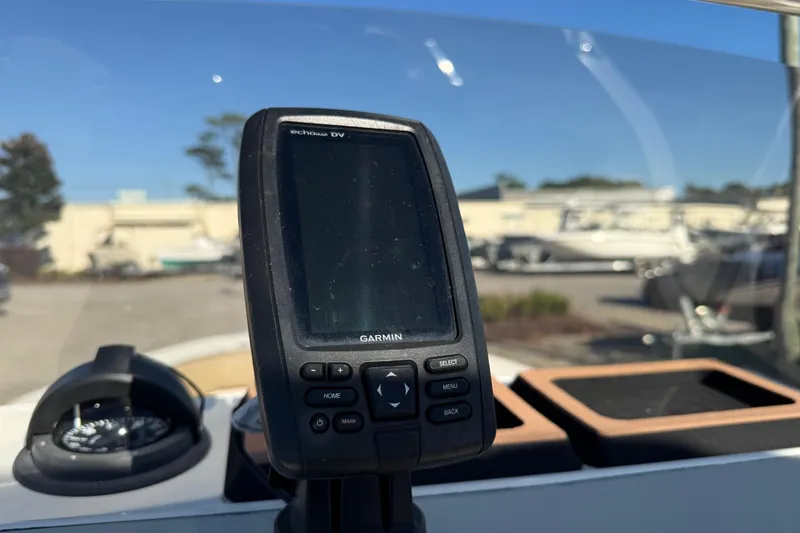 Slide: The Image of Garmin EchoMap DV on 2016 Pioneer 180 Islander boat dashboard, sunny day. - 16