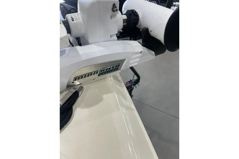 Slide: The Image of Minn Kota trolling motor on 2015 Skeeter SX2250 boat, close-up view. - 17