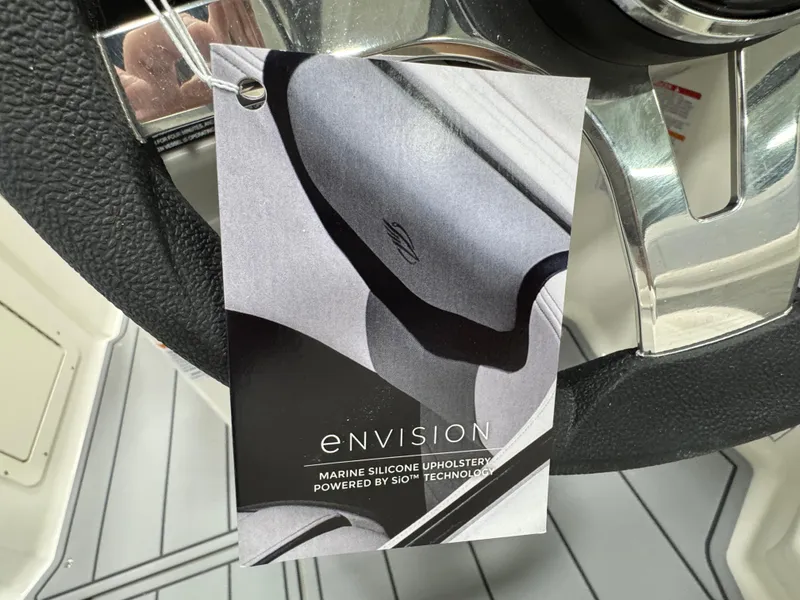 Slide: The Image of Chaparral 21 SSi 2025 steering wheel with Envision marine silicone upholstery tag. - 17