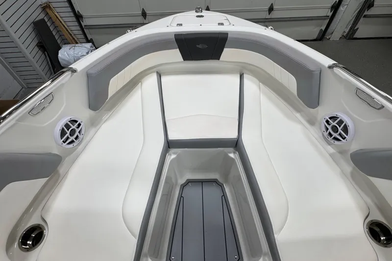 Slide: The Image of 2025 Chaparral 21 SSi boat interior, featuring sleek seating and modern design elements. - 5