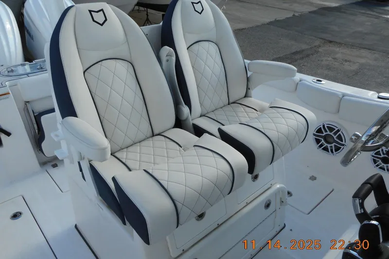 Slide: The Image of Luxurious seating on 2026 Sea Fox 288 Commander boat with quilted upholstery. - 30