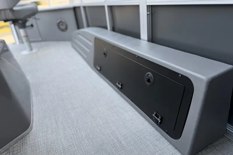 Slide: The Image of 2026 Avalon 2385 Venture 85 Center Fish interior with sleek storage compartment. - 12