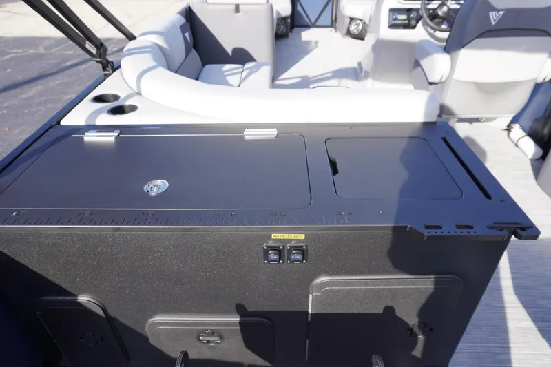 Slide: The Image of 2026 Viaggio Lago V-R boat interior with seating and storage compartments. - 17