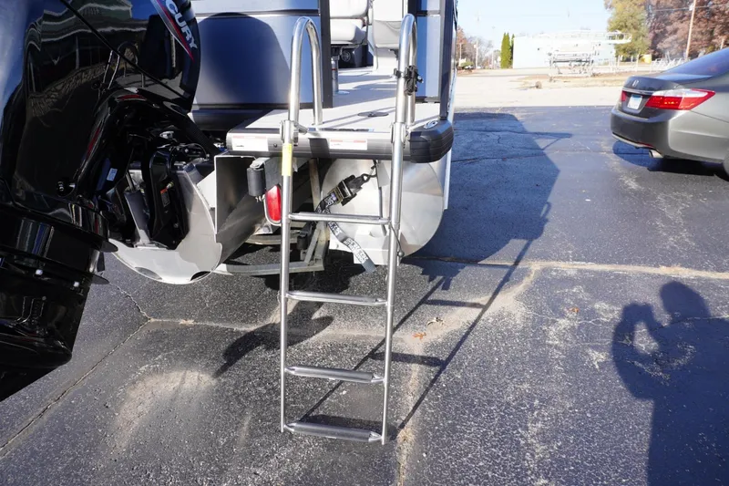 Slide: The Image of Rear view of 2026 Viaggio Lago V-R boat with ladder and Mercury engine. - 3