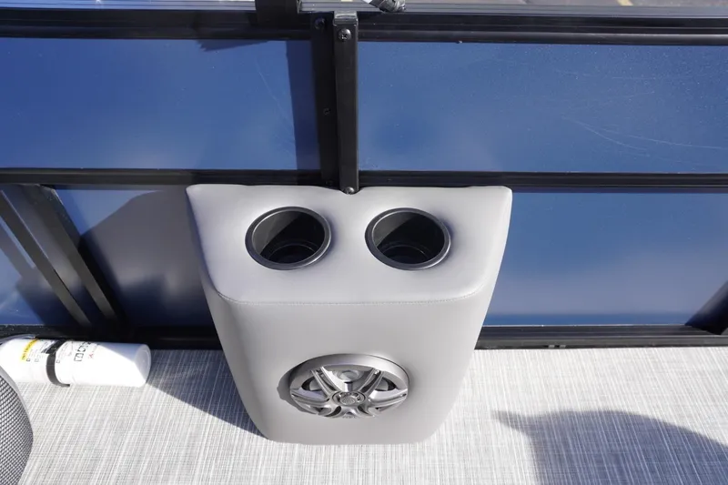 Slide: The Image of Cup holders and speaker on 2026 Viaggio Lago V-R boat interior. - 32