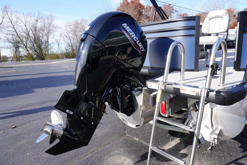 Slide: The Image of 2026 Viaggio Lago V-R boat with Mercury outboard motor and ladder. - 4