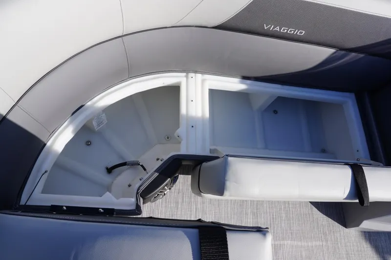 Slide: The Image of Interior seating and storage of 2026 Viaggio Lago V-R boat. - 59