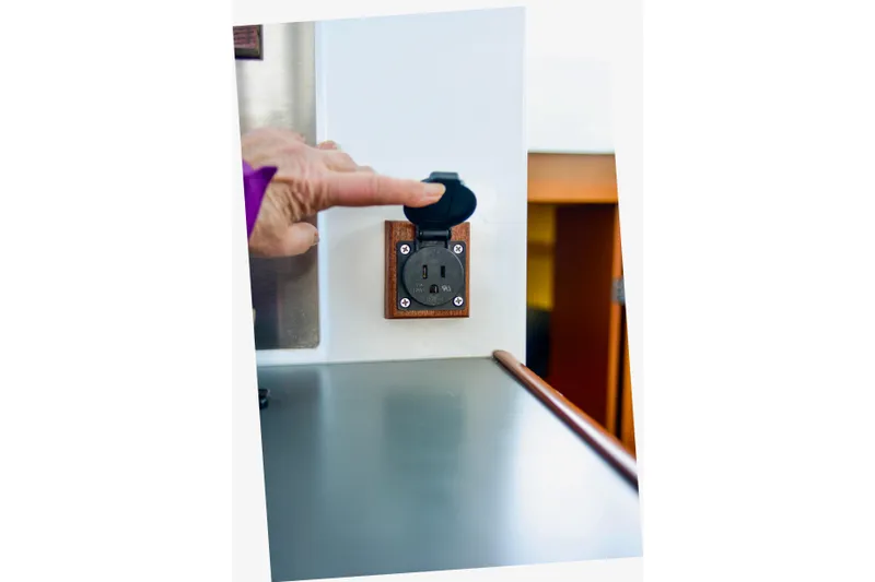 Slide: The Image of Marina view from 2013 Beneteau Swift Trawler 34 Fly, featuring docked sailboats. - 44