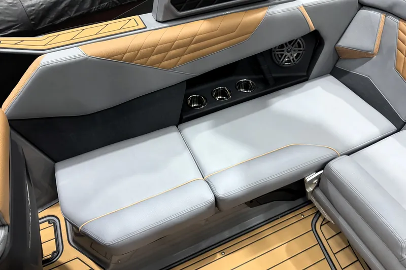 Slide: The Image of 2026 Nautique Super Air Nautique S21 interior with luxurious seating and modern design. - 27